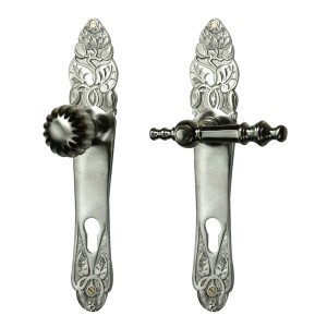 Béquille de porte en laiton Art Nouveau design élégant argent mat